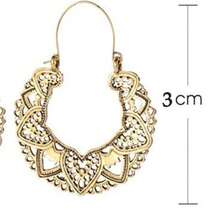 1 Pair Women's Vintage Hoop Earrings, Bohemian Style Hollow Carved Geometric Alloy Personalized Earrings, Wedding Anniversary Party Jewelry, Valentine's Day Gift, Gift For Mom, Mother's Day Gift, Etc. - Yellow Gold - View 5
