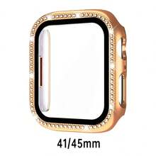 黑色、銀色、玫瑰金、藍色通用保護殼，適用於男女性 40mm 41mm 42mm 44mm 45mm 46mm 49mm，PC 硬質材質，附水鑽直角邊框與螢幕保護貼 2-in-1 防撞防刮防塵，相容 Ultra 3 2 1 系列 10 SE 9 8 7 6 5 4 系列 - 彩色 - 查看 70