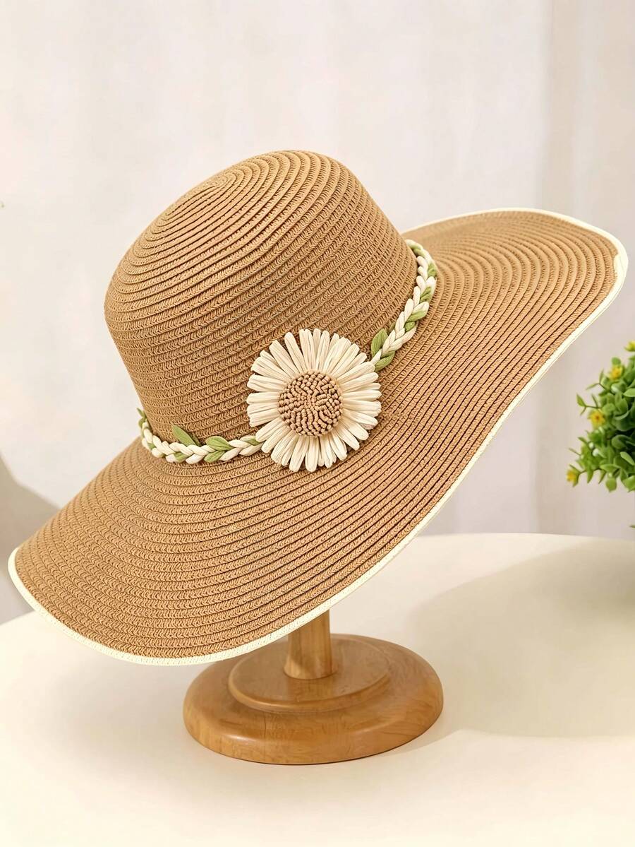1PC Summer Straw Hat Chain | Versatile Hat Decor For Beach & Daily Use, Fits Straw Hats, Felt Hats & Dress Hats - White - View 1