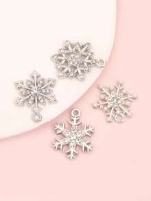 10pcs Exquisite Shiny Snowflake Design Alloy Charms For DIY Temperament Necklace Bracelet Earrings Keychain - Christmas Day, Xmas Tree, New Year Decor - Delicate Snowflakes - View 5