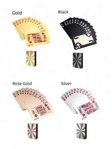 1 Deck 24K Gold Foil Playing Cards, Waterproof Plastic Playing Cards, Suitable For Family Games And Gatherings - Fashionable Playing Cards, Halloween, Birthday Gift - View 5