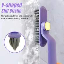 1pc Multi-Function Bathroom Gap Cleaning Brush, 2-In-1 Rotatable Design, 360° V-Shaped Stiff Bristles, Deep Cleaning Tile Edges And Gaps; Suitable For Bathroom, Kitchen Grime Cleaning, Efficiently Handles Various Narrow Gaps And Dead Corners, Essential Practical Tool For Home Deep Cleaning - Multicolor - View 5