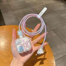 5件/套【适用于英国20W】充电头保护器，数据线防线，兼容Iphone13/14/15/16 ProMax/Plus，海洋系列海星蓝壳20W美版充电器保护器充电器外壳手机配件 - 彩色 - 查看 10