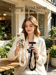 Cartoon Cat Phone Lanyard Wrist Strap With Detachable Cat Pendant - Cute Phone Bracelet Lanyard, Compatible With All Phone Cases With Detachable Hanging Plate, Creative Handheld Lanyard To Prevent Loss And Dropping - Multicolor - View 3