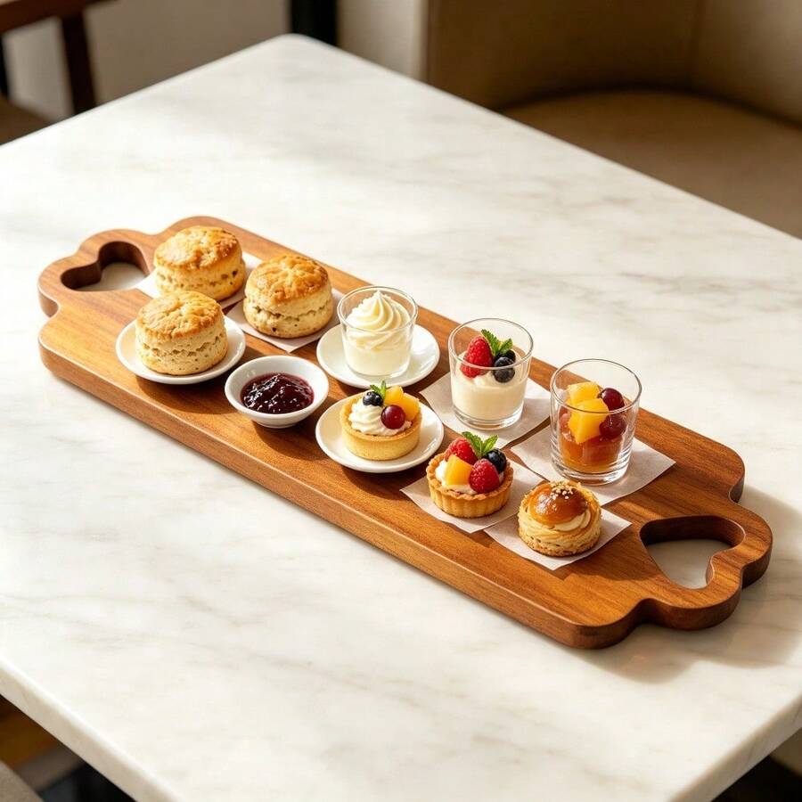 1pc Solid Wood Cutting Board Tray, Heart-Shaped Handle Wooden Food Platter, Sushi, Dim Sum, Cooked Food Tray, Perfect For Holiday Use, Suitable For Restaurant Kitchen - 1 Piece Heart-shaped Handle Cutting Board Tray - View 1
