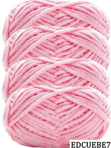 EDCUEBE7 4 Rolls/200g Polyester Chenille Yarn, Soft And Thick, 4mm Velvet Texture Yarn, Suitable For Crochet And Knitting, Multi-Purpose Craft Mixed Color Yarn, 200g/7.05oz Per Roll, Total Length 240m/787.4ft - (Random Packaging) - Medium-thick Ice-stripe Yarn - View 13