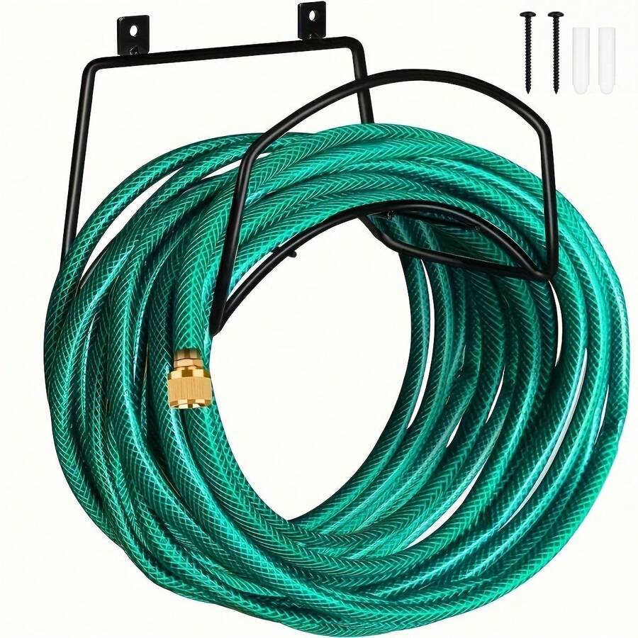 1pc Pure Black Wall-Mounted Hose Rack, Industrial Style Iron Semi-Circular, Detachable & Easy To Install, Garden Hose Storage Organizer, Suitable For Outdoor Garden Yard, Garden, Water Sprayer, Water Mist For Gardens - Multicolor - View 1