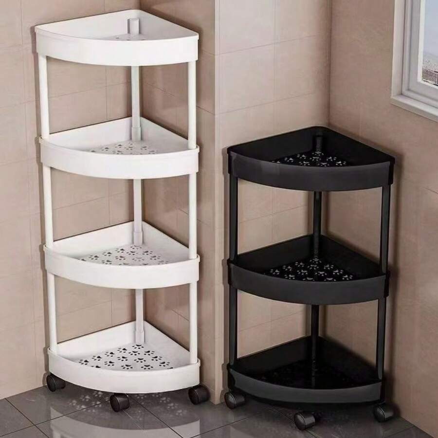 1pc Modern Style 3/4 Tier Triangle Storage Rack, Foldable, Assembly Required, Suitable For Bathroom, Kitchen, Cosmetics And Toiletries, Multi-Functional Storage Basket - Multicolor - View 1