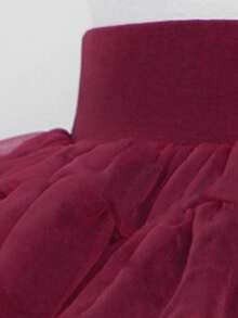 1pc Girls Cute Fancy Dreamy Sweet Princess Heavy Work Layered Ruffled Tulle Cake Skirt Tutu Skirt Birthday Gift Christmas Thanksgiving New Year Party All Season Wear - Burgundy - View 6