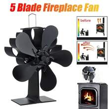Wood Stove Fan, Fireplace Fan For Wood Burning Stove, Heat Powered Fan, Wood Stove Additions, Quiet Operation Circulating Warm Air-(5-Blade)-Include Thermometer - Regular - View 2