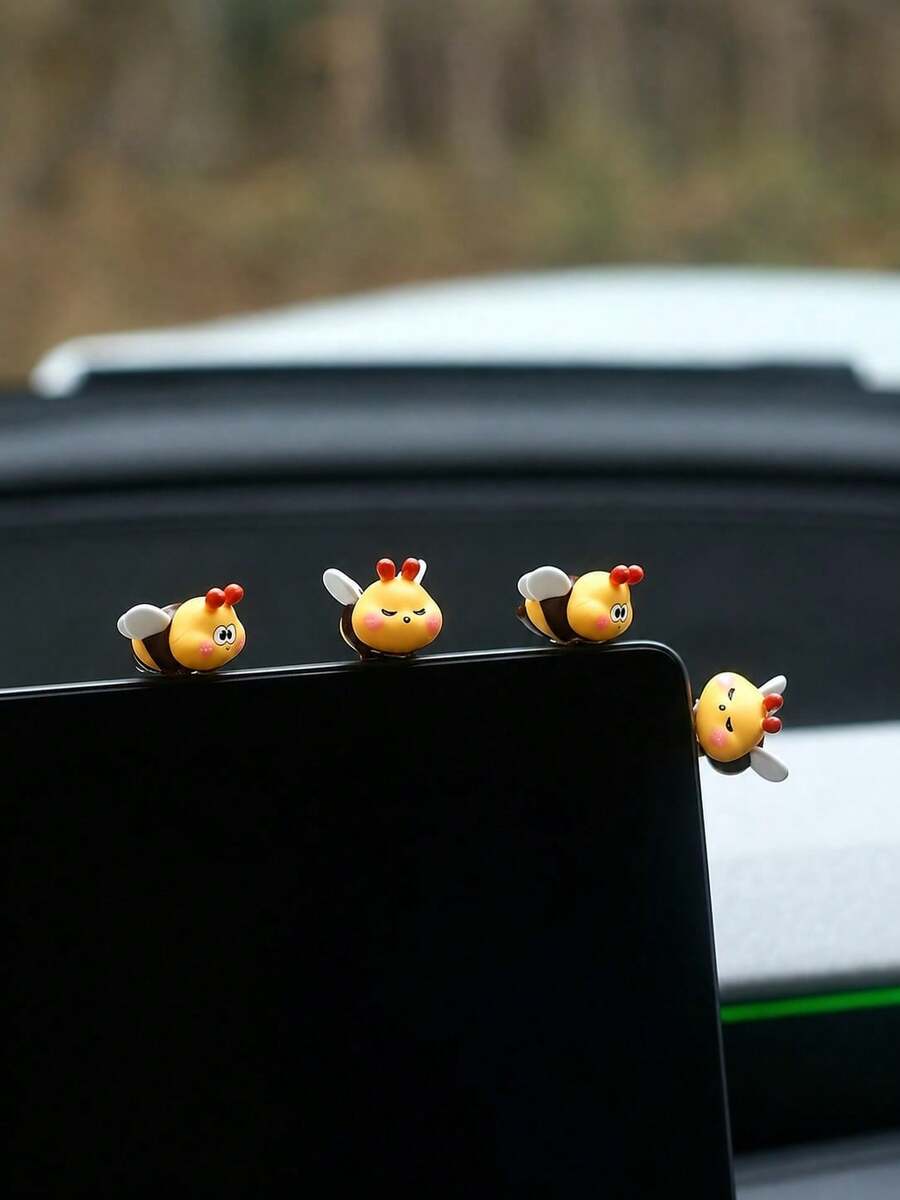 Cute Little Bee Car Dashboard Decoration (2pcs Or 4pcs Set) - Cartoon Motorcycle Style Decorative Accessories - A - View 1