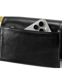 Women's Envelope Clutch Bag, Solid Color PU Leather, Metal Ball Decoration, Compact Storage, Minimalist Style, Evening Party, Spring/Autumn (Gift Bag Included) - Black - View 9