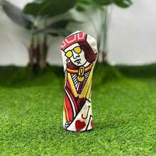 Pelindung Kepala Stik Golf Bordir Berwarna Cerah, Bahan PU, Pola Kartu Remi Berwarna-warni, Aksesori Pelindung Modis, Pelindung Kepala Stik Golf Kreatif, Bordir Berwarna-warni - Putih - View 6