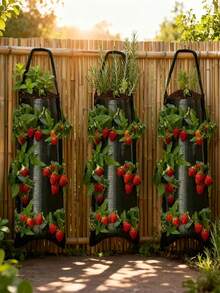 Hanging Strawberry Planting Bag, Vertical Planting Bag, Multi-Pocket Hanging Strawberry Planting Bag, Suitable For Balcony, Patio, Boston Ivy And Vegetable Planting, Breathable, Water-Permeable, Durable, Reusable - Multicolor - View 2