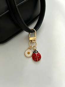 1pc Ladybug Keychain Pendant, Fashionable Versatile Bag Charm, Student Backpack Decoration Accessory - Multicolor - View 1