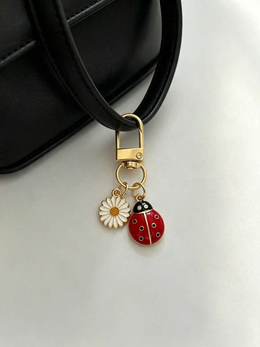 1pc Ladybug Keychain Pendant, Fashionable Versatile Bag Charm, Student Backpack Decoration Accessory - Multicolor - View 1