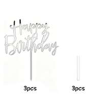 13件/3件組黑色蝴蝶結蛋糕裝飾套組,含「Happy Birthday」壓克力蛋糕插牌,優雅生日蛋糕裝飾用 Coquette 緞帶蝴蝶結 - 彩色 - 查看 15