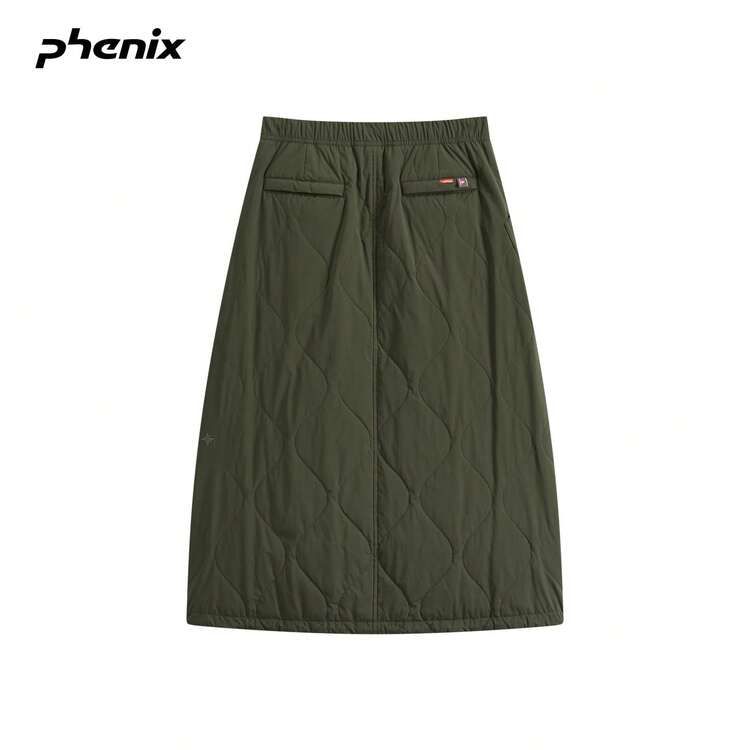 +Phenix 填充 A 字裙 菱格紋 2025FW 復古優雅高端日系長裙 - 深軍綠 - 查看 5
