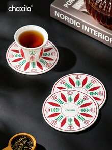 choxila 6 Buah Cangkir Teh Keramik Arab Motif Tulip 70ml dengan Tatakan Gelas Poliester Anti Selip Motif Tulip Merah Timur Tengah, Alas Isolasi Bundar Buatan Tangan Bergaya Retro untuk Ruang Teh, Kantor, dan Acara Kumpul-kumpul, Hadiah Ideal untuk Ulang Tahun, Wisuda, dan Dekorasi Rumah - cangkir kopi tulip - View 2