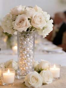 Shiny Pearl & Diamond Vase Filler Decor Set - 1610pcs, Suitable For Wedding Centerpieces, Home Decor, Table Scatter | Elegant Vase, Jar, Candle Filler - 1610pcs - View 7