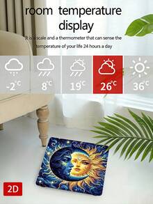 1pc LED Display Electronic Scale, Flat 2D Sun & Moon Pattern Digital Bathroom Scale, Decorative Weighing Platform, Suitable For Long-Term Use, Meets Home Weighing Needs, Uses AAA Batteries (Batteries Not Included) - Multicolor - View 7
