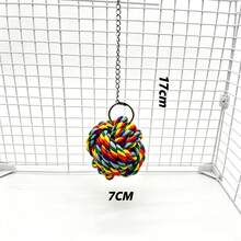 1 pieza Juguete de bola de cuerda de algodón de colores para pájaros, bola de cuerda colgante para masticar y forrajear - Adecuado para ninís, loros de cola larga, agapornis, loros grises africanos, guacamayos, conures y otros pájaros - Adecuado para todas las jaulas de pájaros y soportes de juego - Ver 3