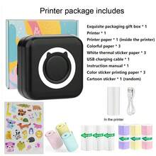 PRINHSJI Wireless Mini Printer, Portable Thermal Inkless Printer With 9 Rolls Paper, Study Sticker Maker For Pictures, Photos, Journals, DIY, Compatible With IOS & Android - Multicolor - View 14