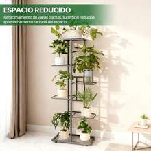 Soporte para Plantas de 6 Niveles, BOJA Maceteros para Interior y Exterior Base para Macetas, Mueble para Plantas, Puede Contener 7 Macetas de Plantas, Soporte para Macetas para Balcón, Sala y Jardín - Multicolor - Ver 7