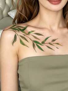 STARTTOOS Halloween Hazy Slender Willow Branch Pattern Halloween Makeup Halloween Street Party Gift, Suitable For Arms, Shoulders, Neck, Chest Waterproof Tattoo Sticker 1pc/Pack - Multicolor - View 3