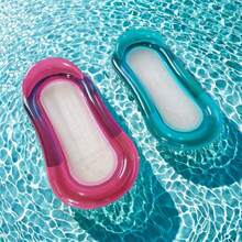 3pcs Gradient Mesh Floating Lounge Chairs, Gradient Design, With Pillow, PVC Material, Inflatable Hammock, Suitable For Swimming Pool, Beach And Lake, Pool Party And Beach Party Supplies, Pool Inflatable Raft, Water Resting Seat, Swimming Float, Pool Inflatable Float, Water Inflatable Float, Air Pump Sold Separately - Multicolor - View 5