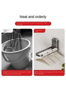 Toallero plegable con ventosa, barra de toallas para baño sin taladro, soporte multifuncional de pared para toallas, toallas de baño, diademas, joyas, perchas y almacenamiento de accesorios de baño, estantería de almacenamiento para baño - Multicolor - Ver 11