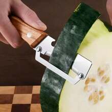 Ergonomic Wooden Handle Stainless Steel Peeler 3-In-1 Fruit & Potato Peeler Bottle Opener Kitchen Peeling Cooking Tool - Apricot - View 8
