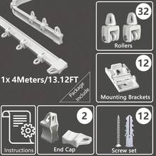 1 Set - Flexible Bendable Ceiling Curtain Track, 6.6ft/9.8ft/13.1ft/16.4ft Install Track With Curtain Track System, Room Divider, Curtain Rod, RV Ceiling Track For Curtains, White - White - View 13