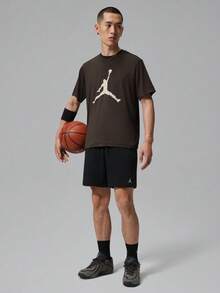 Jordan Men's AS DF SPT ESS SS TOP DD Short Sleeve Knit Collarless T-Shirt TIQ7267-220 - Brown - View 6