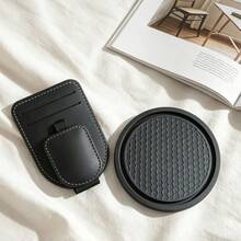 1pc Car Storage Bag, Multifunctional Fashion Glasses Holder, Compact Space-Saving Design, Dual Slot, Strong Magnetic Closure, Easy Access, Practical Car Accessory - A - View 3