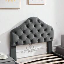 Twin Size Upholstered Platform Bed Frame With Adjustable Headboard, Velvet Single Bed With Wood Slat Support, No Box Spring Needed, Easy Assembly, 90x200cm - 灰色 - 查看 10