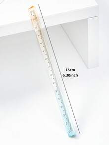 1 pieza Regla triangular de acrílico transparente degradado, regla recta de medición para estudiantes y oficina, regla de papelería de estética minimalista, adecuada para dibujo, medición de tareas, documentos de oficina, proyectos de manualidades - Regla - Ver 2