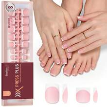 Beetles 180PCS Pink French Tip Press On Nails & Toenails, Short Square, 3 Hand Sets & 3 Toe Sets, 15 Sizes, Easy-To-Apply DIY Manicure Pedicure Kit For Beginners - Nails and Toenails - 查看 9