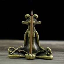 Meditation Frog Figurine Kung Fu Frog Incense Burner Exquisite Metal Desktop Decor Small Statue Yoga Meditation Sleep Aid Relaxation - Multicolor - View 6