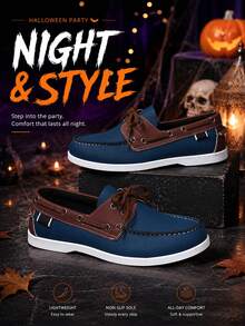 Men's Outdoor Casual Loafers, Featuring A Minimalist Color Scheme, Fashionable And Versatile. Slim Fit, Recommended To Choose Half Size Up For A Comfortable And Loose Fit. - Blue - View 5