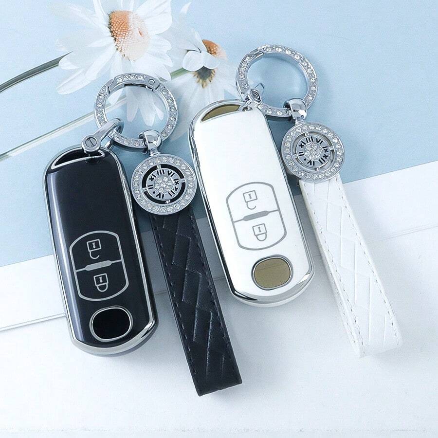 1 cái bao da chìa khóa ô tô, vỏ bọc chìa khóa điều khiển từ xa 2 nút cho CX-3, CX-5, CX-7, CX-9, Speed, Miata, MX5, phụ kiện chìa khóa xe