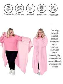 Women's Spring/Summer Wearable Blanket, Adult Wearable Blanket, Gift For Girlfriend, Flannel Warm Wearable Blanket For Home, Comfortable Soft Sofa Blanket, Adult Gift, Shawl Wrap, Slouchy Essential, Suitable For All Seasons, Essential Home Robe - Multicolor - View 10