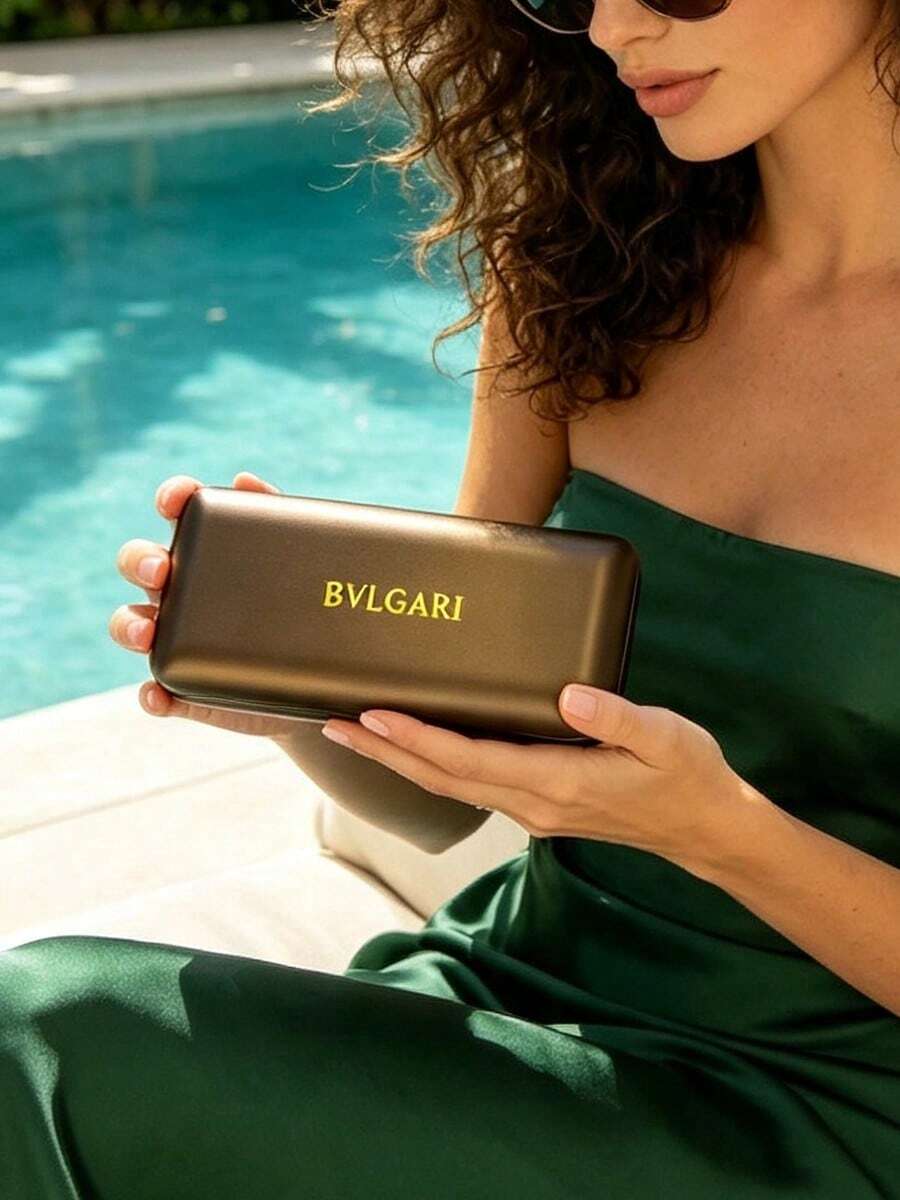 1pc Eyeglasses Case Luxury Hard Shell Fashion Glasses Box Protective Eyewear Storage Designer Accessory For Women Perfect Gift For Her BVLGARI-GIFT-7 - Black - View 1