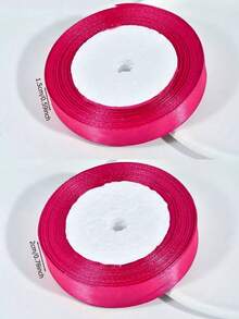 1 Roll Of 22 Meters, Pink Packaging Ribbon Bow, Colored Ribbon, Polyester Ribbon, Gift Box Ribbon, Jacquard Ribbon - / - View 2