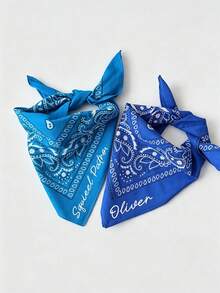 Bandana Bordir yang Dipersonalisasi, Sapu Tangan Denim Western Kustom untuk Wanita, Syal Motif Paisley, Bandana Pesta Lajang, Bandana Kucing & Anjing - MultiWarna - View 5