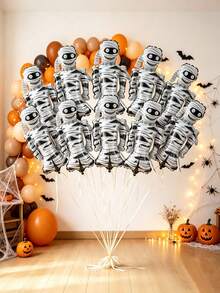 10pcs 16 Inch Mini Mummy Cartoon Foil Balloons, Suitable For Halloween Party Decoration, Cartoon Balloons (Ribbon Not Included) - Miniature Mummy - View 2