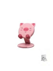 Cartoon Pink Pig Phone Stand, Cute Pink Pig Design, Foldable, Creative Desktop Stand, Portable Foldable, Convenient Essential For Travel And Home Use - Multicolor - View 13