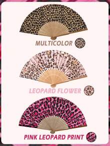 Customized New Leopard Print Folding Fan, Portable Handheld Fan, Suitable For Dance, Photography, Travel And Daily Use, Summer, Holiday - Multicolor - View 11