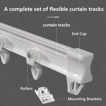 1 Set - Flexible Bendable Ceiling Curtain Track, 6.6ft/9.8ft/13.1ft/16.4ft Install Track With Curtain Track System, Room Divider, Curtain Rod, RV Ceiling Track For Curtains, White - White - View 3