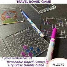 5pcs Reusable Whiteboard Game Set - Double-Sided Dry Erase Boards, Including Word Guessing Game And Tic Tac Toe - Portable 10x10cm Whiteboards, Suitable For Travel, Classroom, Home School, Party - Erasable Surface, Ideal For Family Game Night, - Multicolor - View 5